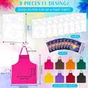 Cholemy 8 Set Paint and Sip Kit for Adults 8'' x 10'' Pre Drawn Canvas with Wooden Easels Acrylic Paint Brushes Wash Cup Palette Apron for Painting DIY Date Night Party Supplies(Sunset)