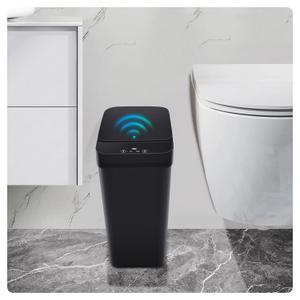QSFWCSM 2 Pack Bathroom Trash can,Smart Touchless Trash Can,Automatic Motion Sensor Trash Bin with Lid,2.4 Gallon Garbage Can, Kitchen, Bathroom, Office, Bedroom Trash can (Black+Black)