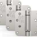 3 Pack Self Closing Door Hinges, 4 Inch Spring Loaded Door Hinges, Adjustable Tension with 5/8'' Radius Corners, for Front, Back Doors, Left and Right Hand, UL Listed, Satin Nickel