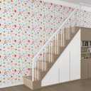 Watercolor Boho Floral Wallpaper 12"x100" Colorful Wildflower Wallpaper Peel and Stick Boho Contact Paper for Cabinets Drawers Self Adhesive Removable Vinyl Wraps for Nursery Kids Room (White/Red/Green/Blue)