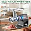 Electric Meat Grinder 2000W Heavy Duty, Touchscreen Control with Ice Shaver, Veggie Shredder, 2 Blades, 3 Plates, Sausage Stuffer & Kubbe Kit, #10 Size for Home Use