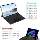 Surface Pro Keyboard for Pro 3/4/5/6/7/7 Plus, Wireless Bluetooth Surface Keyboard with 12 Gesture Touchpad, 7 Colors Backlit, Smart Sleep/Wake, Rechargeable Battery& USB-C Charging