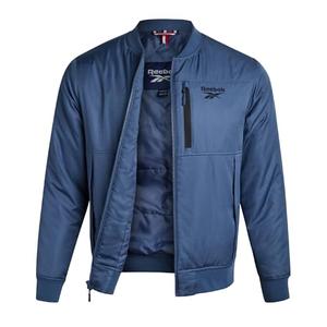 Reebok Mens Bomber Jacket - Insulated Zip Up Windbreaker Jackets for Men - Casual Golf Gym & Hiking Mens Lightweight Jackets, Size Medium, Mineral Blue