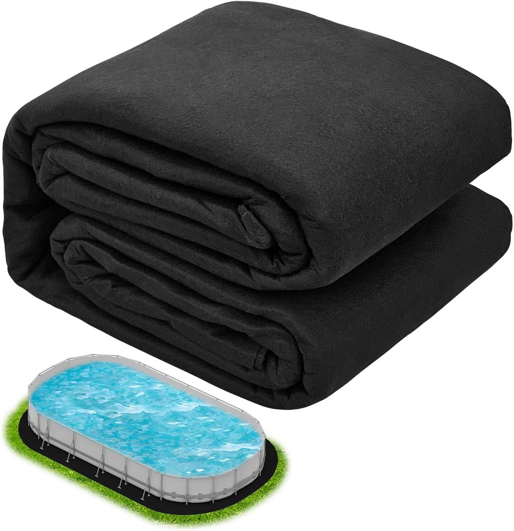 10ft 16ft Oval Above Ground Pool Liner Pad, Thicker Pre-Cut Under Pool Padding, Puncture Resistant Outdoor Padding for Pool Bottom
