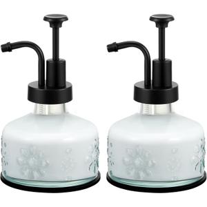 Tioncy Antique Soap Dispenser Kitchen Bathroom Countertop Glass Soap Pump Dispenser Refillable Rustic Small Liquid Container with Non Slip Silicone Coaster(Clear)