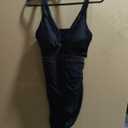 Women One Piece Swim Dress Tummy Control Swimsuits Slimming Mesh Sheer Sarong Wraps Bathing Suit Large