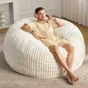 Hobestluk 5ft Bean Bag Chairs for Adults Large Beanbag Chair with Dutch Corded Plush Cover Big Bean Bag Chair for Living Room Bedroom Dorm Office - White (50 x 50 x 24)