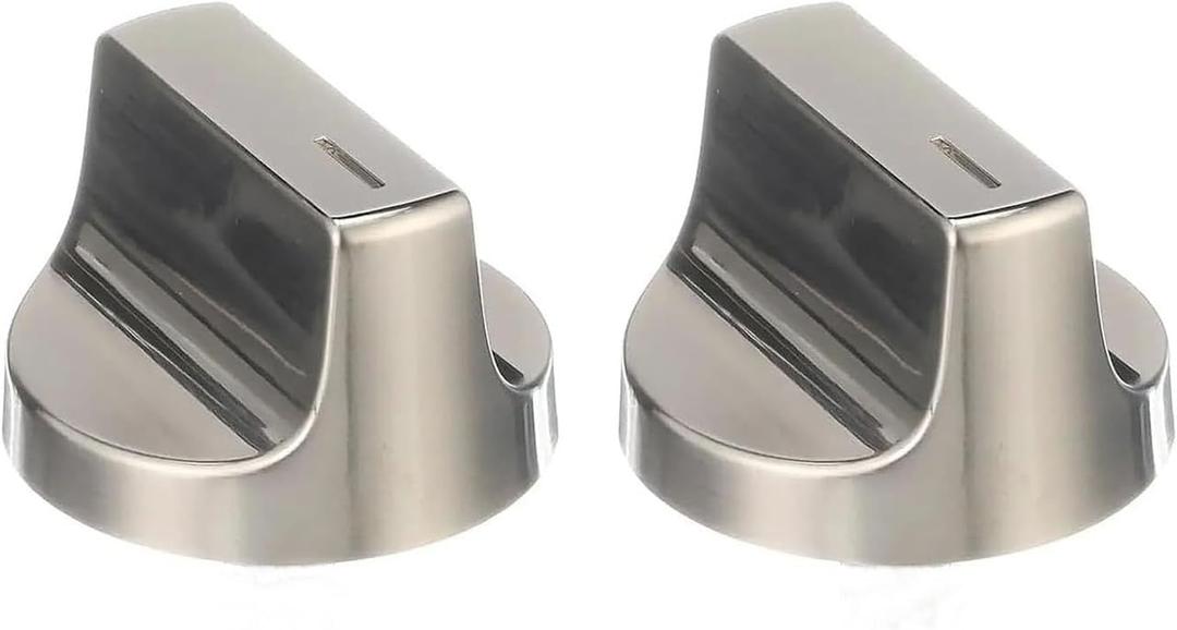 2 Pcs W11517331, W11117415, W10850027, W11458840 Gas Stainless Steel Countertop Burner Knob,Compatible with Whirlpool WEC310S0LS1, WEE515S0LZ1, WEC310S0LS2, WEE515S0LS1 Electric Range Knob,Silver