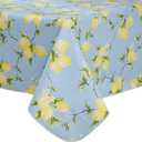 Walrus Heavy Duty Vinyl Tablecloth with Flannel Backing Waterproof Oil-Proof Plastic Table Cloth Stain-Resistant Wipeable Rectangle or Square Table Cover for Indoor and Outdoor (Lemon, 60x102 Inch)