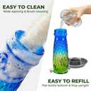 Kingsyard Bird Water Feeder for Outside, 24 Ounce, Glass Bird Water Dispenser with Metal Hanging for Garden Yard Outside Decoration, Green & Blue