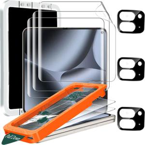2 x IMBZBK [Auto-Dust Removal] 3 Pack Screen Protector for Google Pixel 10 Pro Fold, 3 Inside Flexible Film + 3 Front Tempered Glass + 3 Camera Lens Protector Accessories with Installation Frame