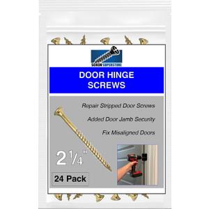 3 x Polished Brass Finish Wood Screws 9 X 2-1/4 Inch – Extra Long Steel Door Hinge Screws - Door Security Screws - 24 Pack