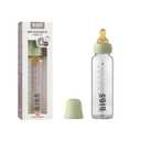 BIBS Baby Glass Bottle Complete Set 225 ml | BPA Free Natural Rubber | Made in Denmark | Sage