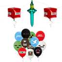21Pcs Pixel Happy Birthday Decorations Party Favor BalloonsPixel Video Game Theme Balloons Supplies