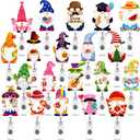 Teling 20 Pcs Holiday Badge Reels Irish Gifts Retractable Seasonal Badge Holder Funny Cute Gnome Felt Nurse Card Name ID Clip for Back to School Teacher Nurse Office Bulk Gifts(Gnome)