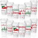 Tioncy Hot Chocolate Bar Supplies Christmas Reusable Coffee Cups Gift 16 oz with Lids Plastic Cups Travel Coffee Mug Thank You Gifts for Winter(12 Pcs,Hot Cocoa,2.3×3.5×6.3 Inches)