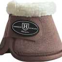 Harrison Howard Bell Boots for Horse Training Hoof Overreach Protection Fleece Lined Bell Boots (Full (Large), coffee)