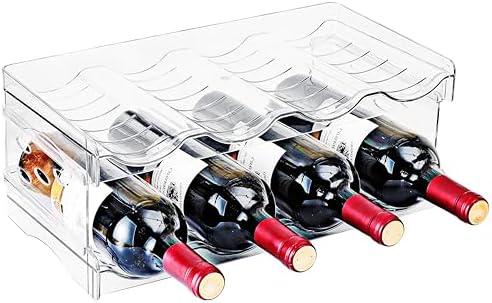 Baosia Stackable Wine Rack,Wine Bottle Holder for Inside Cabinet,for Pantry,Refrigerator,Countertop Organization-2 Tiers for 8 Bottles