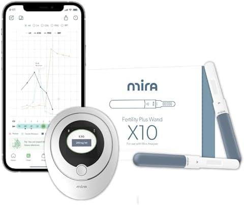 Mira Plus Fertility Monitor & Ovulation Test Kit for Women, Track LH, E3G Hormone Levels, Digital Fertility Tracker + 10 E3G & LH Test Strips, Monitor and Detect Ovulation at-Home with Mira App