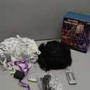 Halloween Giant Spider Web Lights, Spider Web Decoration with 50" Plush Spider & Stretch Cobweb, Powered by Adapter Plug, Remote Control 8 Lighting Modes, Perfect for Scary Halloween Yard Decorations