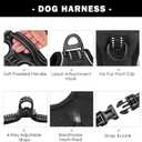 PHOEPET No Pull Dog Harness Medium Reflective Front Clip Vest with Handle,Adjustable 2 Metal Rings 3 Buckles,[Easy to Put on & Take Off](M, Black)