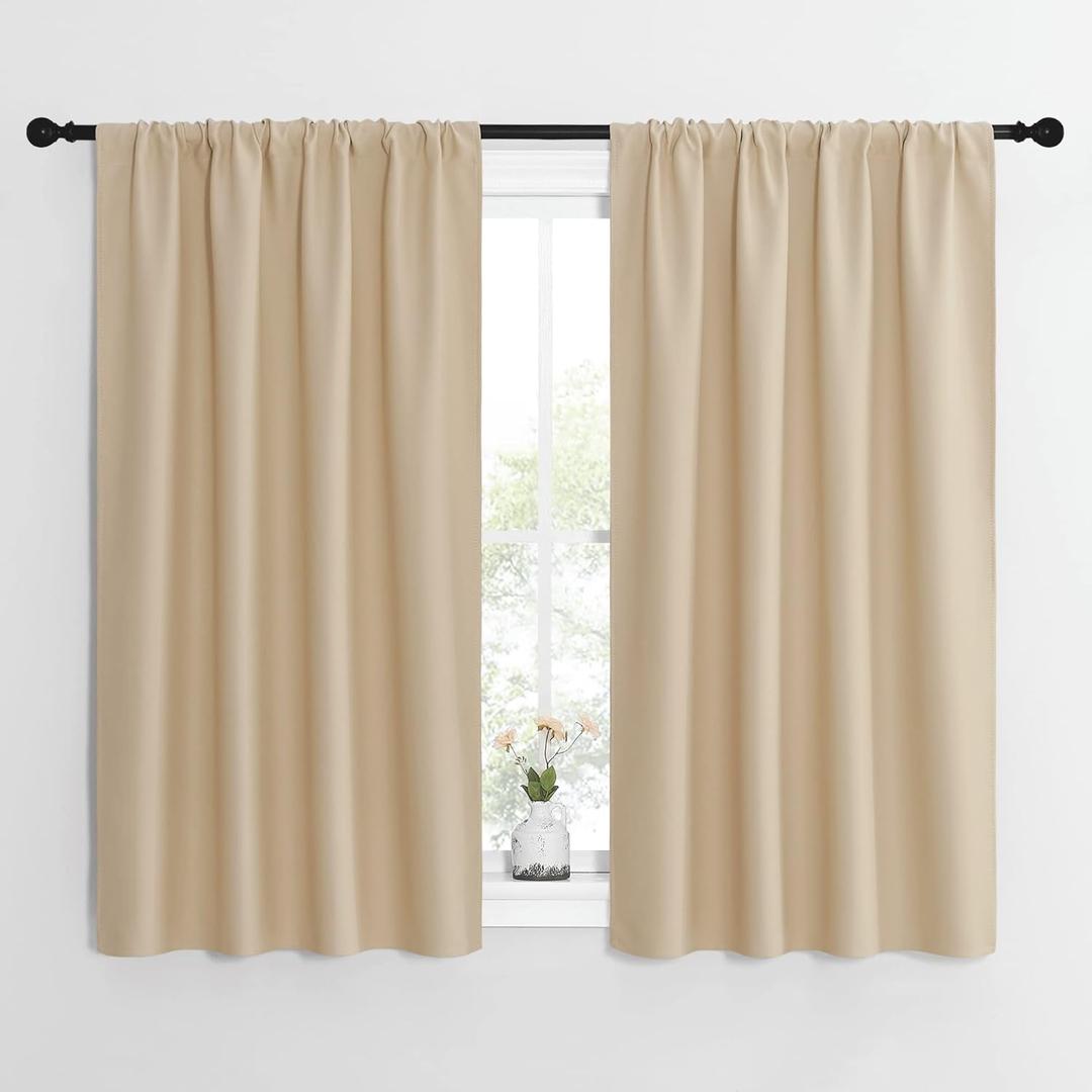 NICETOWN Blackout Room Darkening Curtains - Home Decoration Light & Noise Reducing Thermal Insulated Window Draperies with Rod Pocket Top (Biscotti Beige, Set of 2, 42 inches Wide x 54 inches Long) NICETOWN Blackout Room Darkening Curtains - Home Decoration Light & Noise Reducing Thermal Insulated Window Draperies with Rod Pocket Top (Biscotti Beige, Set of 2, 42 inches Wide x 54 inches Long)
