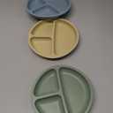 Toddler Plates 3 Pack, Divided Suction Plates for Baby, 100% Food Grade Silicone Baby Plates, Non-Slip, Baby Led Weaning Supplies, Microwave & Dishwasher Safe (Blue)