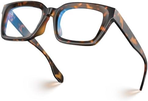 VISOONE Chunky Square Blue Light Blocking Glasses with Anti Computer Glare for Working Women Men MONTANA