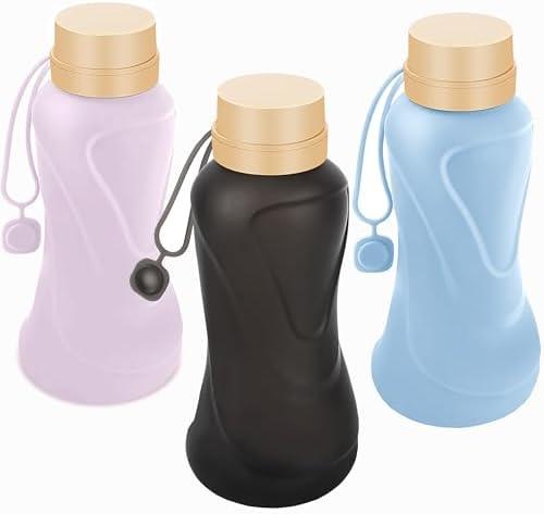 NAVTUE Collapsible Water Bottles 3 Pack Leak Proof,Reuseable BPA Free Silicone Foldable Water Bottles,Durable Lightweight for Travel Gym Camping Hiking Sports Water Bottle（Black&Purple&Blue）