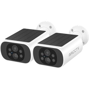 ARCCTV Solar Security Camera Outdoor Wireless, 4MP Battery Powered Home Surveillance Camera with Embedded Solar Panel, PIR Motion Sensor, 2.4G/5G Dual Band WiFi (2 Pack)