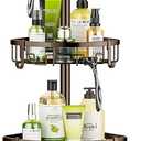 Coonoor Corner Shower Caddy Tension Pole - 62-115 INCH - 4-Tier Bathroom Organizer Shelves (Bronze)