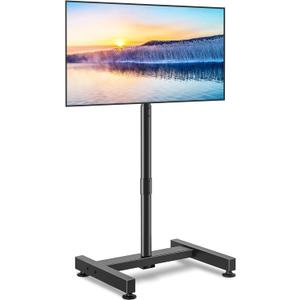 TVON TV Floor Stand for 13-50 inch LCD LED Flat/Curved Panel Screen TVs up to 44 lbs, Height Adjustable TV Stand Mount with VESA 200x200, Portable TV Stand for Bedroom, Dorm Room, Office (Black)