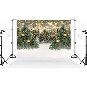 Kate 88ft Christmas Tree Photo Backdrop Bokeh Light Green Street Glitter Photography Background Xmas for Indoor Foldable Photo Studio Props
