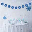 Kosiz 116 Pcs DIY Letter Custom Banner Customizable Banner Kit Winter Snowflake Letter Garland Including 111 Letters Numbers 3 Rope 2 Threading Device for Winter Holiday Xmas Home Classroom Decor (Blue)