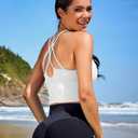 XUNYU Sports Bras for Women High Support Longline Workout Tank Tops Built in Bra Padded Strappy Yoga Crop Top Cross Gym (White, Medium)