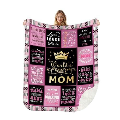 YukiSoul Mothers Day Blanket Gifts,Flannel Fleece Sherpa Throw Blanket for Mommy Grandma Wife Friend on Easter Anniversary Birthday,Dear Mom Blanket for Mother's Day Best Mom Ever Gifts