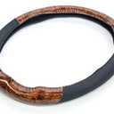 Generic Car Steering Wheel Cover, Wood Grain and Leather,Non-Slip & Breathable Universal Fit for Most Cars, Comfort Grip Cover - Black * Brown