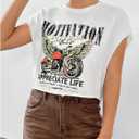 SOLY HUX Women's Y2k Vintage Graphic Short Sleeve Tee Tops Crew Neck Crop Tops for Summer Going Out T Shirts (White, XL)