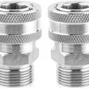 NQEUEPN 2pcs Fast Connect Pressure Washer Fittings, Stainless Steel Pressure Water Gun Connectors 1/4 Fast Connect Plug(External Thread), Set of 3