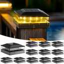 KEILAIMO Solar Post Cap Lights, 12-Pack Upgraded Outdoor Deck Fence Post Solar Lights for 4x4 5x5 Wood/Vinyl Posts, IP65 Waterproof, 10-12 Hours Warm White Glow for Garden/Patio/Porch - Black