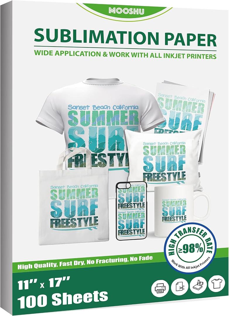 Sublimation Paper 11 x 17 Inch 100 Sheets for Inkjet Printers - Sublimate on Mugs, Tumblers, T-shirts & More