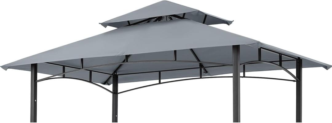 ABCCANOPY Grill Gazebo Canopy Replacement - 5x8 Double Tiered BBQ Canopy Top Cover for #L-GG001PST-F, Outdoor Grill Tent Roof (Gray)