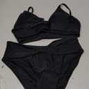 Aqua Eve Women Bikini Set - Two Piece Swimsuit Mid Rise Bathing Suit Push Up Bikini (X-Small, Black)