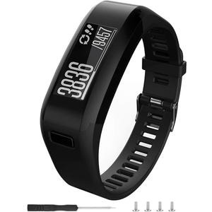 Compatible With Garmin Vivosmart HR Replacement Bands,Soft Silicone Replacement Band for Garmin Vivosmart HR Watch (Large, Black)