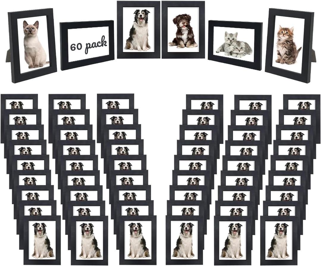 YOUKE OLA Set of 60 Picture Frame Bulk Photo Frames Wall Mounting Simple Photo Frames Picture Frames for Wall or Tabletop, 5x7 Black