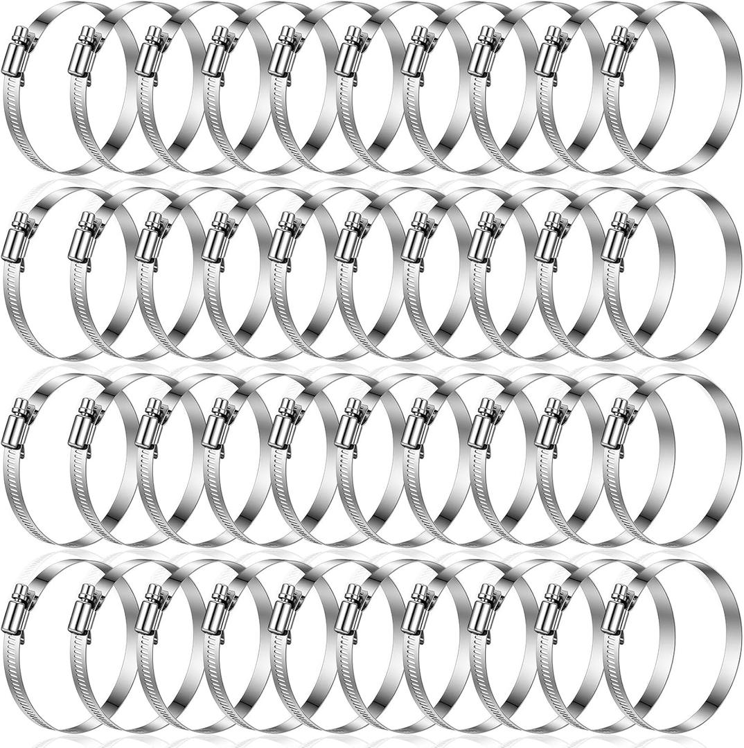 40 Pcs 3 inch Hose Clamp Adjustable Stainless Steel Hose Clamps Worm Gear Clamps Adjustable 72-95mm Range, Worm Drive Clamp for Automotive, Water Pipe, Hoses Clip