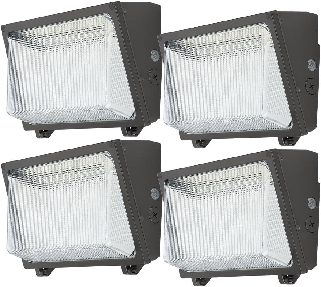 kadision 150W LED Wall Pack 120W 100W Adjustable, 19500lm 5000K 120-277V Dusk-to-Dawn Outdoor Lighting Exterior Light for House Parking Lot Warehouse Entrance, ETL Listed, 4 Pack