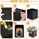 20 Pieces Picture Centerpieces for Table Graduation Box Table Centerpieces 6/7 Inch Photo Display Box for Congrats Grad Wedding Graduation Birthday Party Decoration (Black)