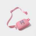Pander 1L Printed Belt Bag for Women, Nylon Crossbody with Adjustable Strap, 2-Way Zipper, 3 Inner Mesh Pockets, Red Blue White Graphic Style, Pink Bow, Small