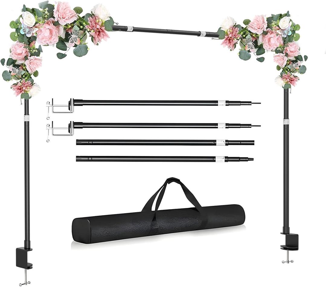 75" Extra Tall Over the Table Rod Stand with Clamps, 1 Thick Pipe, 53"-97" Length Adjustable Aluminum Table Arch Balloon Flower for Wedding Birthday Party Decoration - Easy to Install